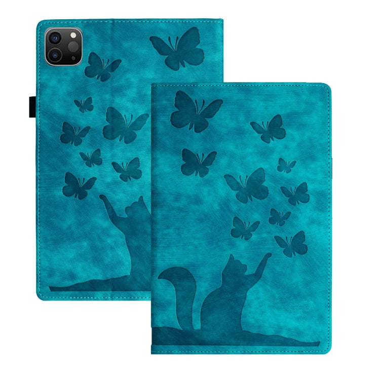 For iPad Pro 11 2024 Butterfly Cat Embossing Leather Tablet Case(Sky Blue) - iPad Pro 11 2024 Cases by buy2fix | Online Shopping UK | buy2fix