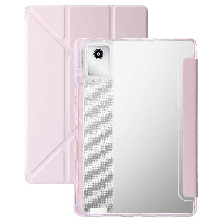 For Lenovo Tab M11 /Xiaoxin Pad 11 2024 Clear Acrylic Deformation Leather Tablet Case(Pink) - Lenovo by buy2fix | Online Shopping UK | buy2fix