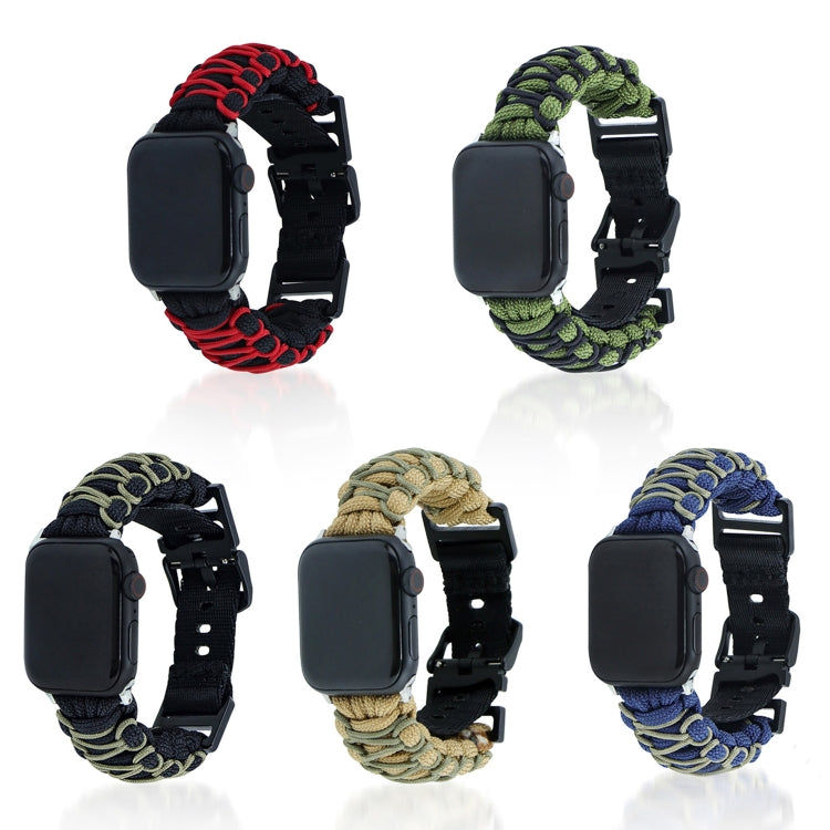 For Apple Watch Ultra 49mm Dual-layer Braided Paracord Buckle Watch Band(Army Green Black) - Watch Bands by buy2fix | Online Shopping UK | buy2fix