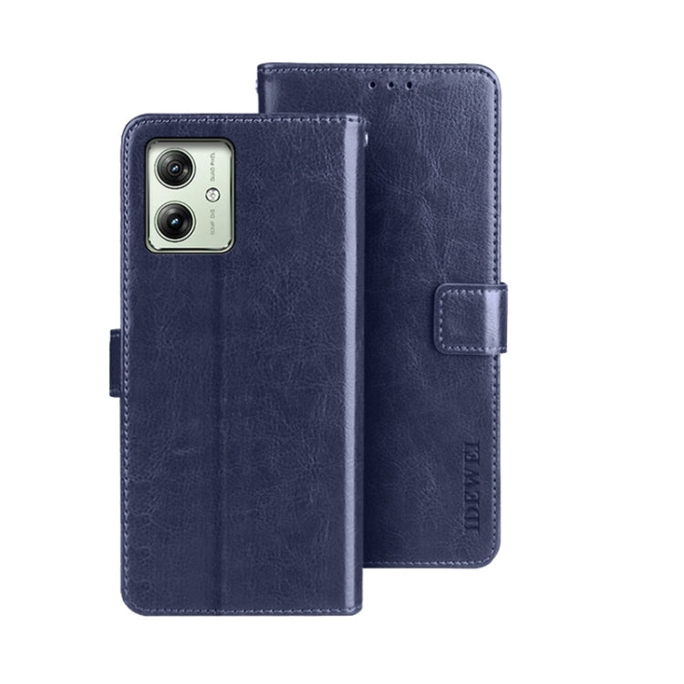 For Motorola Moto G54 5G EU idewei Crazy Horse Texture Leather Phone Case(Blue) - Motorola Cases by idewei | Online Shopping UK | buy2fix