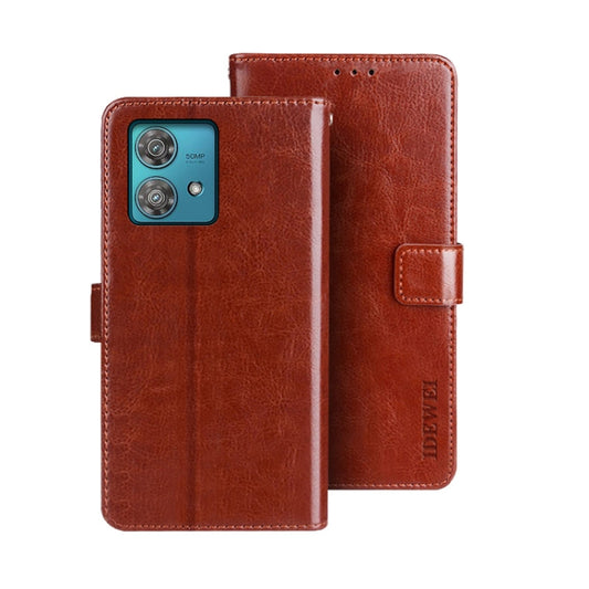 For Motorola Edge 40 Neo idewei Crazy Horse Texture Leather Phone Case(Brown) - Motorola Cases by idewei | Online Shopping UK | buy2fix