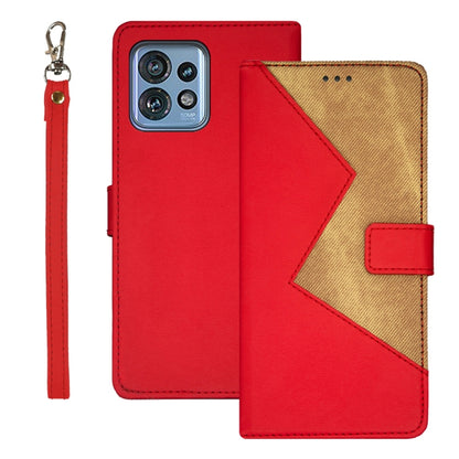 For Motorola Edge 40 Pro 5G idewei Two-color Splicing Leather Phone Case(Red) - Motorola Cases by idewei | Online Shopping UK | buy2fix