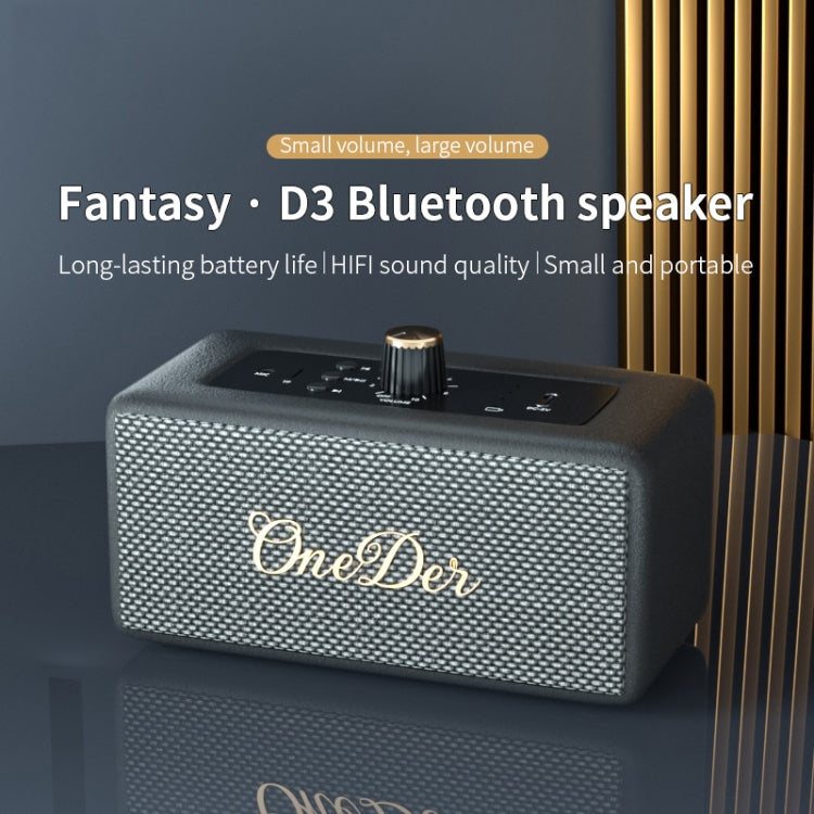 Oneder D3 Retro Leather Casing 30W Dual Units Wireless Bluetooth Speaker(Brown) - Desktop Speaker by OneDer | Online Shopping UK | buy2fix