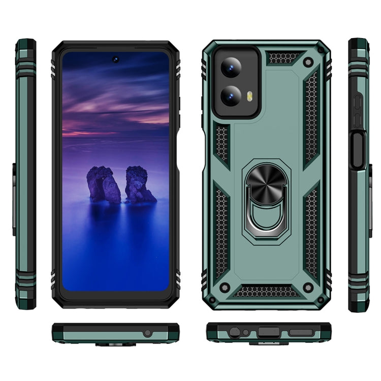 For Motorola Moto G Play 5G 2024 Shockproof TPU + PC Phone Case with Holder(Dark Green) - Motorola Cases by buy2fix | Online Shopping UK | buy2fix