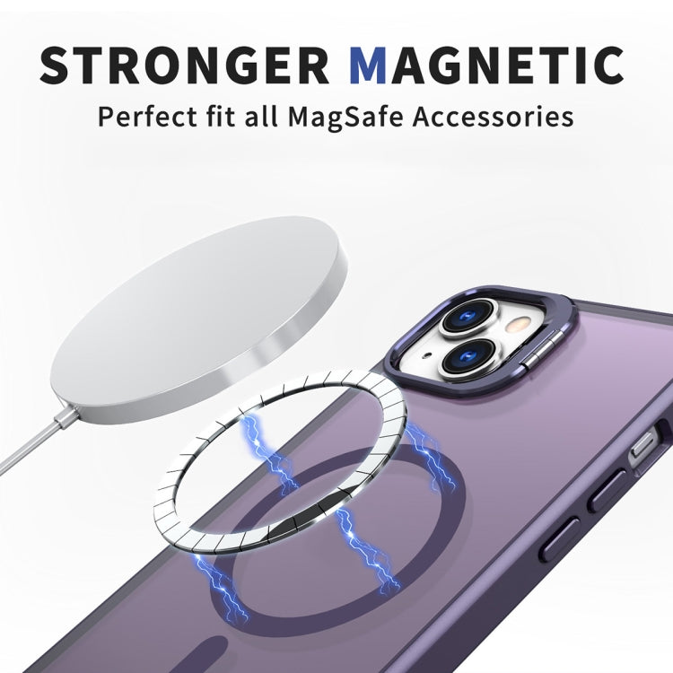 For iPhone 12 Metal Invisible Camera Holder MagSafe Magnetic Phone Case(Purple) - iPhone 12 / 12 Pro Cases by buy2fix | Online Shopping UK | buy2fix