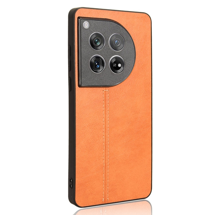 For OnePlus 12 Cow Pattern Sewing Back Cover Phone Case(Orange) - OnePlus Cases by buy2fix | Online Shopping UK | buy2fix