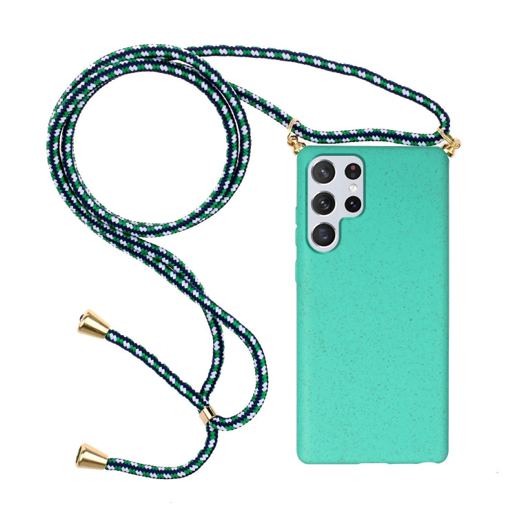 For Samsung Galaxy S24 Ultra 5G Wheat Straw Material + TPU Phone Case with Lanyard(Green) - Galaxy S24 Ultra 5G Cases by buy2fix | Online Shopping UK | buy2fix