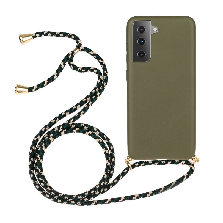 For Samsung Galaxy A55 5G Wheat Straw Material + TPU Phone Case with Lanyard(Army Green) - Galaxy Phone Cases by buy2fix | Online Shopping UK | buy2fix