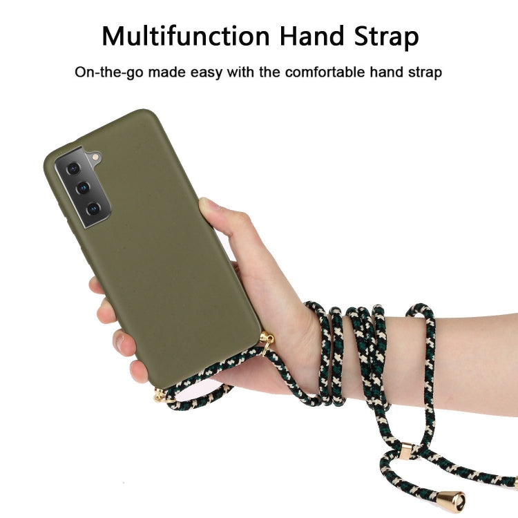 For Samsung Galaxy A55 5G Wheat Straw Material + TPU Phone Case with Lanyard(Army Green) - Galaxy Phone Cases by buy2fix | Online Shopping UK | buy2fix