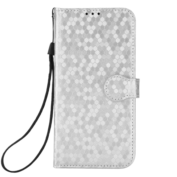 For Motorola Moto G Power 5G 2024 Honeycomb Dot Texture Leather Phone Case(Silver) - Motorola Cases by buy2fix | Online Shopping UK | buy2fix