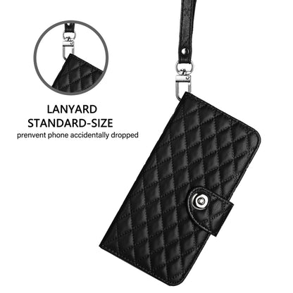 For Google Pixel 9 Pro XL Rhombic Texture Flip Leather Phone Case with Lanyard(Black) - Google Cases by buy2fix | Online Shopping UK | buy2fix