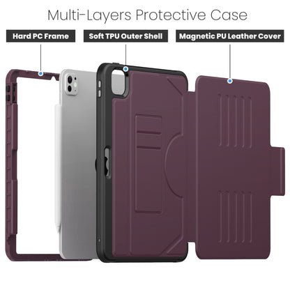 For iPad Pro 11 2024 Notebook Magnetic Leather Tablet Case(Purple) - iPad Pro 11 2024 Cases by buy2fix | Online Shopping UK | buy2fix