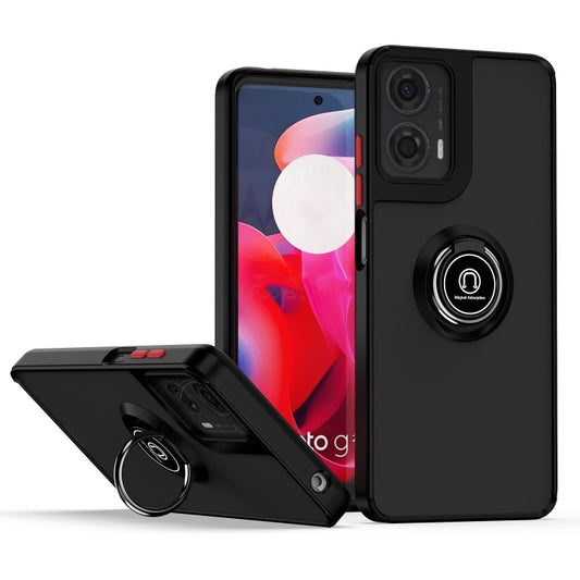 For Motorola Moto G24 / G04 Q Shadow 1 Series TPU + PC Phone Case with Ring(Black+Red) - Motorola Cases by buy2fix | Online Shopping UK | buy2fix