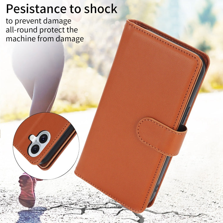 For iPhone 16 Plus Multi-Card Wallet RFID Leather Phone Case(Brown) - iPhone 16 Plus Cases by buy2fix | Online Shopping UK | buy2fix