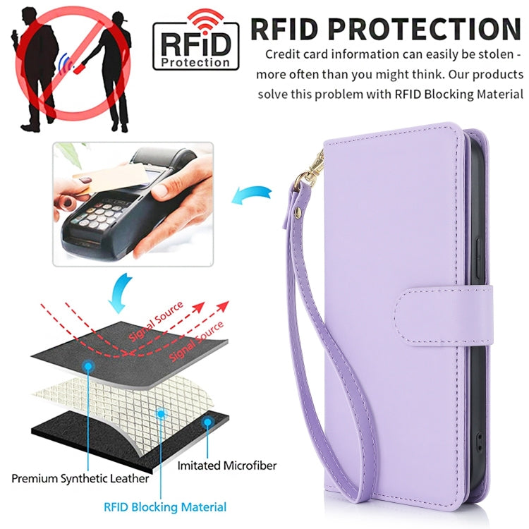 For Samsung Galaxy S24 / S25 5G Multi-Card Wallet RFID Leather Phone Case(Light Purple) - Galaxy S24 5G Cases by buy2fix | Online Shopping UK | buy2fix