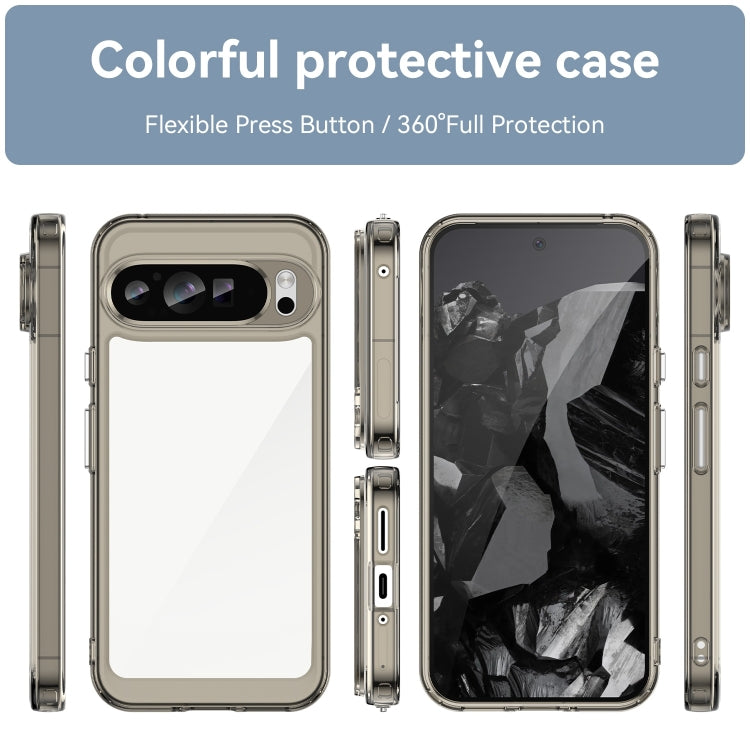 For Google Pixel 9 Pro Colorful Series Acrylic Hybrid TPU Phone Case(Transparent Grey) - Google Cases by buy2fix | Online Shopping UK | buy2fix