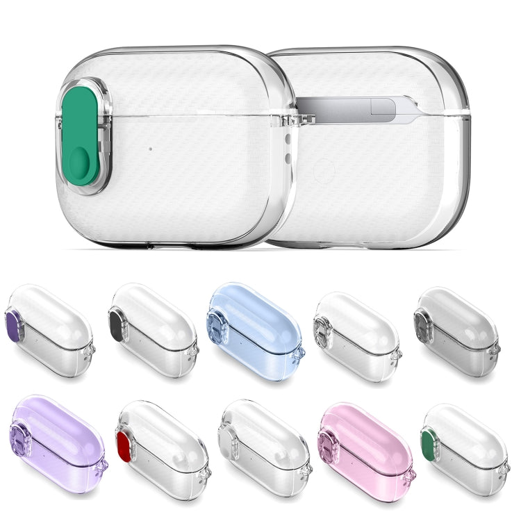 For AirPods Pro 2 DUX DUCIS PECK Series Split Transparent Carbon Fiber Earphone Case(Pink) - For AirPods Pro 2 by DUX DUCIS | Online Shopping UK | buy2fix