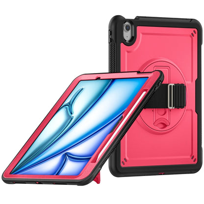 For iPad Air 11 2024 Honeycomb Hand Grip Turntable Stand Tablet Case(Rose Red) - iPad Air 11 2024 Cases by buy2fix | Online Shopping UK | buy2fix