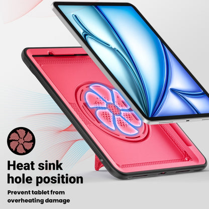 For iPad Air 11 2024 Honeycomb Hand Grip Turntable Stand Tablet Case(Rose Red) - iPad Air 11 2024 Cases by buy2fix | Online Shopping UK | buy2fix