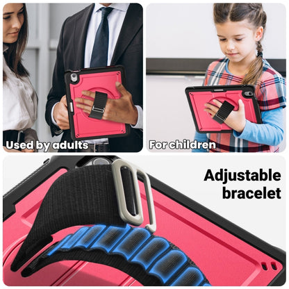 For iPad Air 11 2024 Honeycomb Hand Grip Turntable Stand Tablet Case(Rose Red) - iPad Air 11 2024 Cases by buy2fix | Online Shopping UK | buy2fix