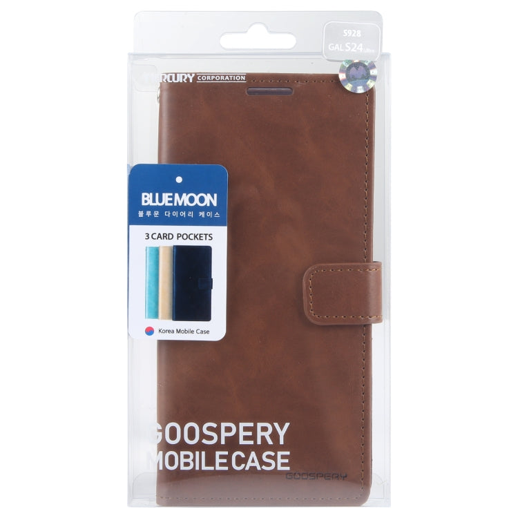 For Samsung Galaxy S24 Ultra 5G GOOSPERY BLUE MOON Crazy Horse Texture Leather Phone Case(Brown) - Galaxy S24 Ultra 5G Cases by GOOSPERY | Online Shopping UK | buy2fix