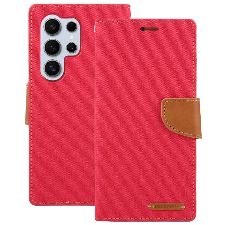 For Samsung Galaxy S24 Ultra 5G GOOSPERY CANVAS DIARY Fabric Texture Flip Leather Phone Case(Red) - Galaxy S24 Ultra 5G Cases by GOOSPERY | Online Shopping UK | buy2fix