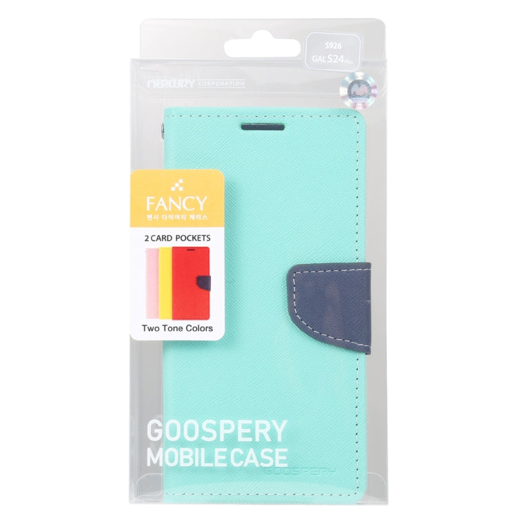 For Samsung Galaxy S24+ 5G GOOSPERY FANCY DIARY Cross Texture Leather Phone Case(Mint Green) - Galaxy S24+ 5G Cases by GOOSPERY | Online Shopping UK | buy2fix