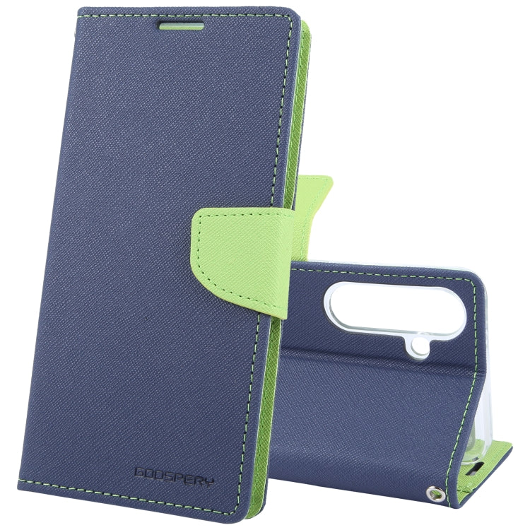 For Samsung Galaxy S24 5G GOOSPERY FANCY DIARY Cross Texture Leather Phone Case(Navy Blue) - Galaxy S24 5G Cases by GOOSPERY | Online Shopping UK | buy2fix