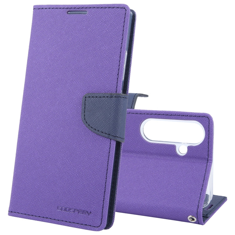 For Samsung Galaxy S24 5G GOOSPERY FANCY DIARY Cross Texture Leather Phone Case(Purple) - Galaxy S24 5G Cases by GOOSPERY | Online Shopping UK | buy2fix