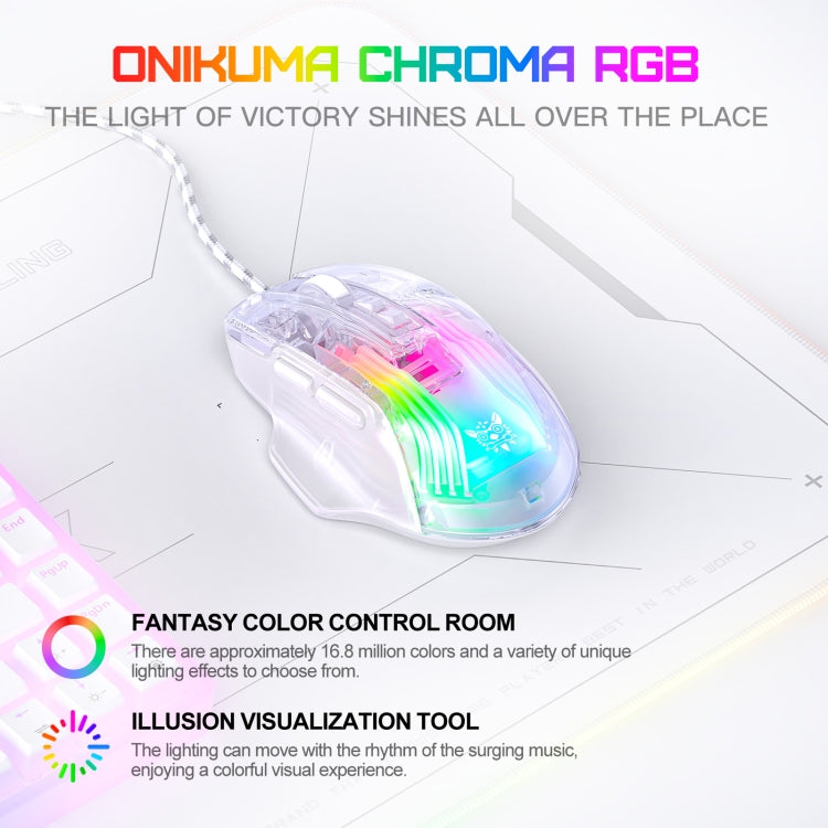 ONIKUMA CW923 RGB Lighting Wired Mouse(Transparent) - Wired Mice by ONIKUMA | Online Shopping UK | buy2fix