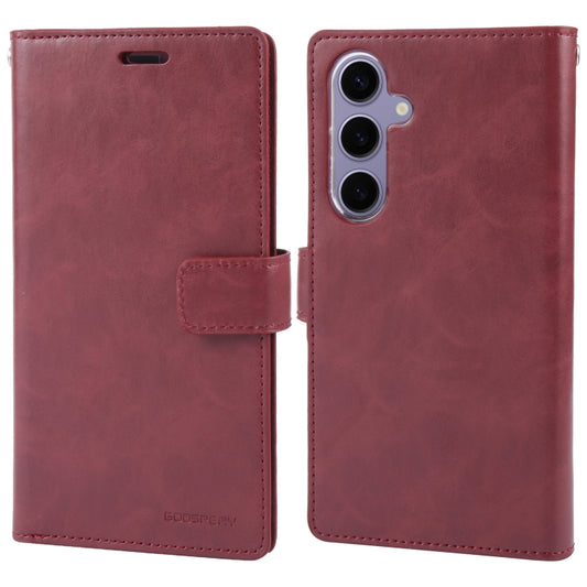 For Samsung Galaxy S24+ 5G GOOSPERY MANSOOR DIARY 9 Card Slots Leather Phone Case(Wine Red) - Galaxy S24+ 5G Cases by GOOSPERY | Online Shopping UK | buy2fix