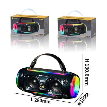 New Rixing NR8806 Portable Outdoor Wireless Bluetooth Speaker RGB Colorful Subwoofer, Style:Dual Mic(Black) - Desktop Speaker by NewRixing | Online Shopping UK | buy2fix