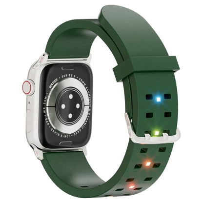 For Apple Watch Series 8 45mm Luminous Colorful Light Silicone Watch Band(Green) - Watch Bands by buy2fix | Online Shopping UK | buy2fix