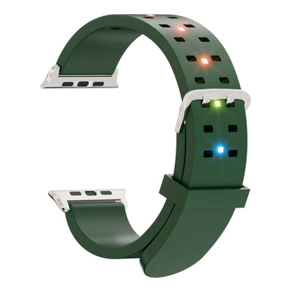 For Apple Watch SE 2022 44mm Luminous Colorful Light Silicone Watch Band(Green) - Watch Bands by buy2fix | Online Shopping UK | buy2fix