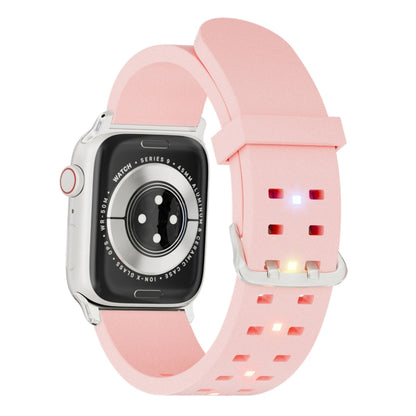 For Apple Watch Series 3 42mm Luminous Colorful Light Silicone Watch Band(Pink) - Watch Bands by buy2fix | Online Shopping UK | buy2fix