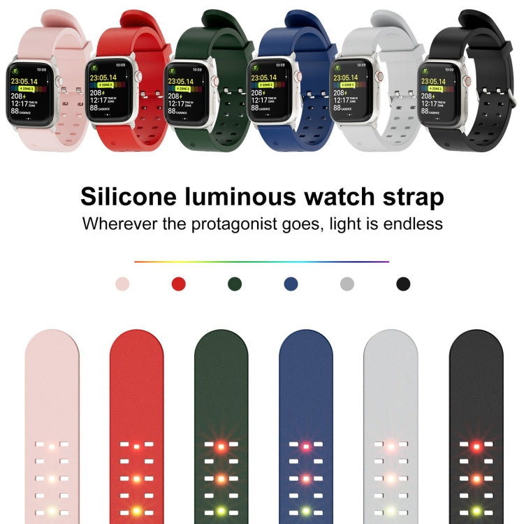 For Apple Watch Series 5 40mm Luminous Colorful Light Silicone Watch Band(Blue) - Watch Bands by buy2fix | Online Shopping UK | buy2fix