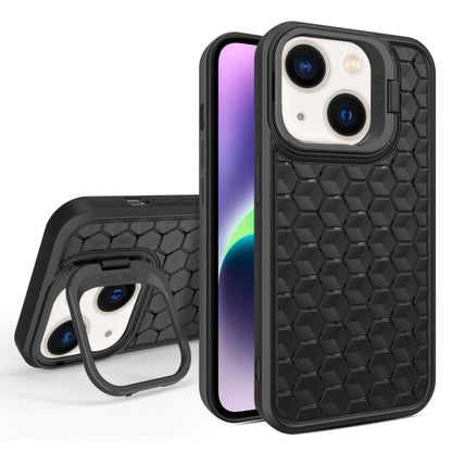 For iPhone 14 Plus Honeycomb Radiating Lens Holder Magsafe Phone Case(Black) - iPhone 14 Plus Cases by buy2fix | Online Shopping UK | buy2fix