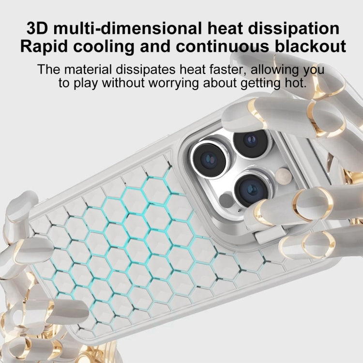 For iPhone 15 Pro Honeycomb Radiating Lens Holder Magsafe Phone Case(Black) - iPhone 15 Pro Cases by buy2fix | Online Shopping UK | buy2fix