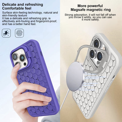 For iPhone 16 Pro Honeycomb Radiating Lens Holder Magsafe Phone Case(Grey) - iPhone 16 Pro Cases by buy2fix | Online Shopping UK | buy2fix