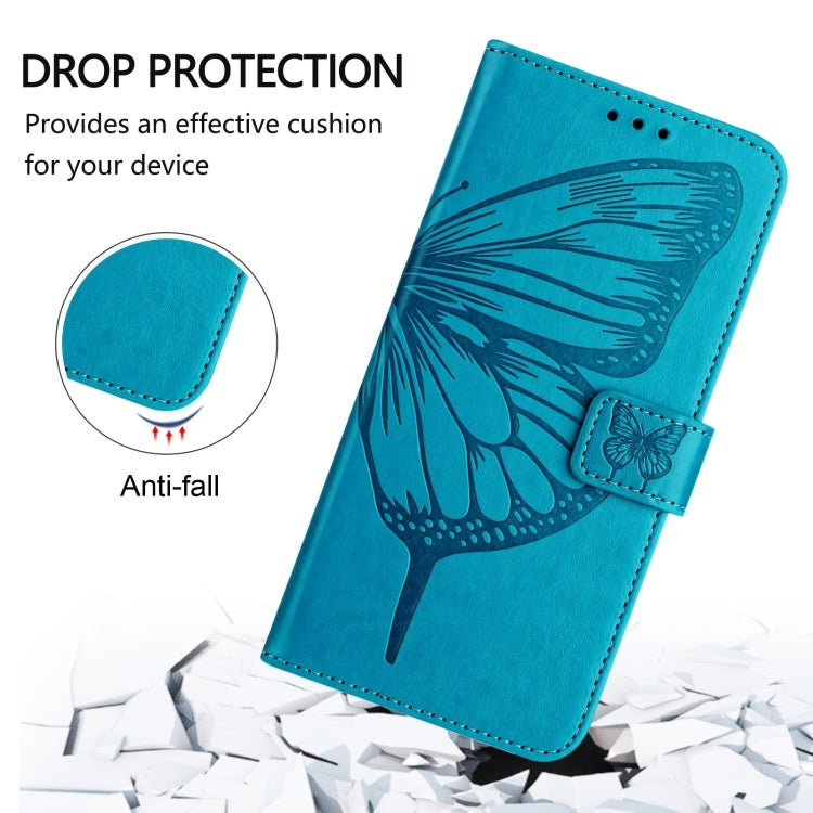 For Google Pixel 9 Pro XL Embossed Butterfly Leather Phone Case(Blue) - Google Cases by buy2fix | Online Shopping UK | buy2fix