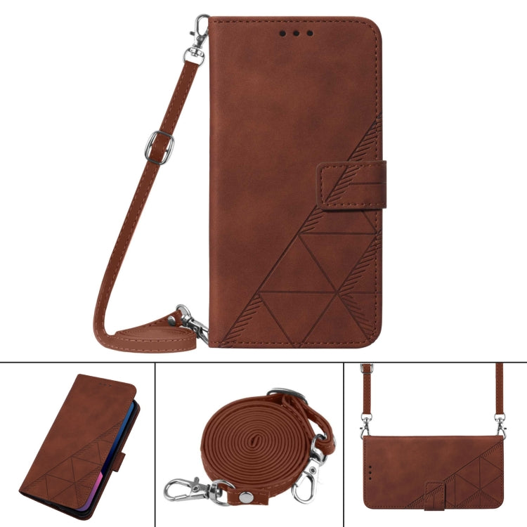 For Google Pixel 9 Pro Crossbody 3D Embossed Flip Leather Phone Case(Brown) - Google Cases by buy2fix | Online Shopping UK | buy2fix