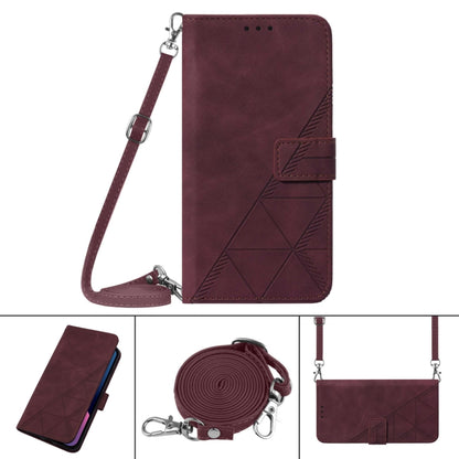 For Google Pixel 9 Pro Crossbody 3D Embossed Flip Leather Phone Case(Wine Red) - Google Cases by buy2fix | Online Shopping UK | buy2fix