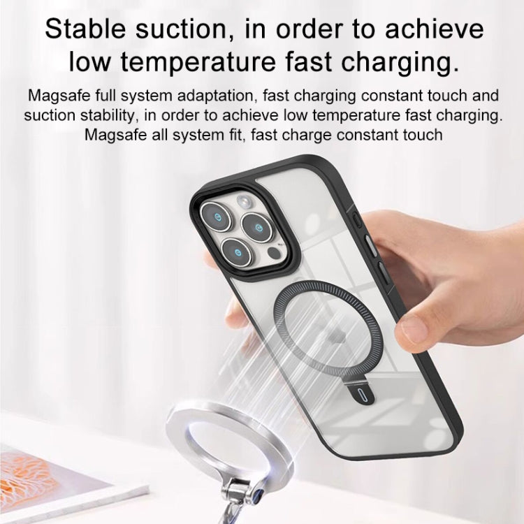 For iPhone 14 Shield Armor MagSafe Holder Phone Case(Grey) - iPhone 14 Cases by buy2fix | Online Shopping UK | buy2fix