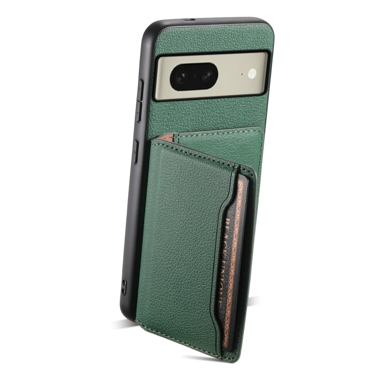 For Google Pixel 8 Calf Texture Card Bag Design Full Coverage Phone Case(Green) - Google Cases by buy2fix | Online Shopping UK | buy2fix