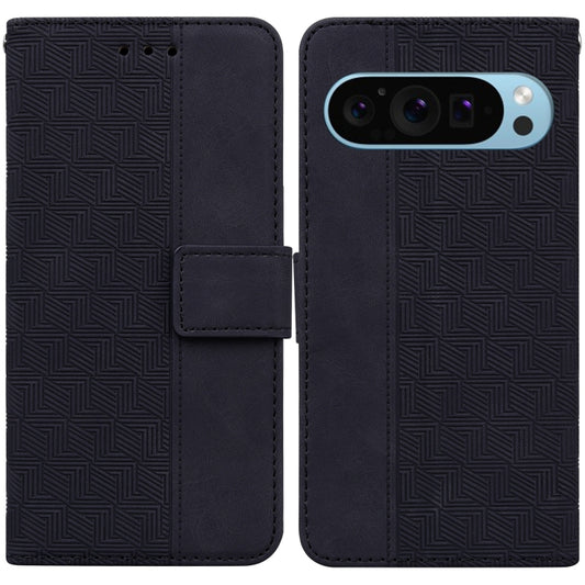 For Google Pixel 9 Pro 5G Geometric Embossed Leather Phone Case(Black) - Google Cases by buy2fix | Online Shopping UK | buy2fix