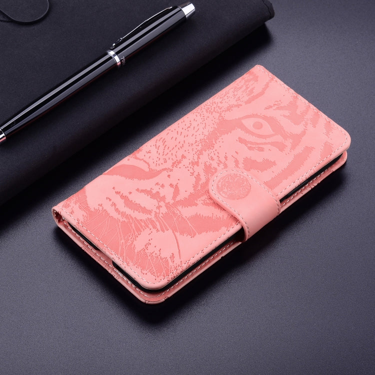 For Google Pixel 9 Tiger Embossing Pattern Flip Leather Phone Case(Pink) - Google Cases by buy2fix | Online Shopping UK | buy2fix