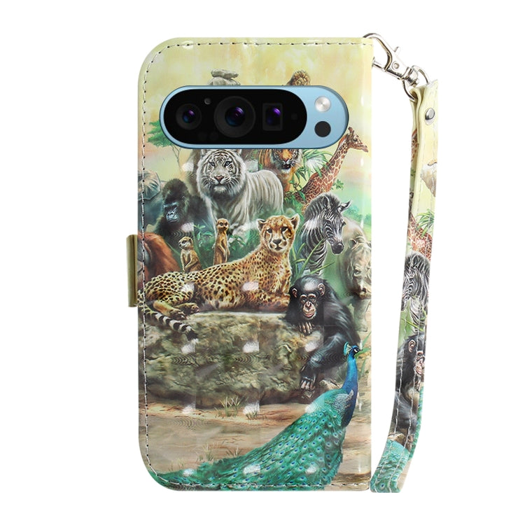 For Google Pixel 9 3D Colored Horizontal Flip Leather Phone Case(Zoo) - Google Cases by buy2fix | Online Shopping UK | buy2fix