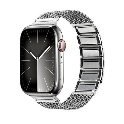 For Apple Watch Series 2 42mm Magnetic Clasp Braided Chain Stainless Steel Watch Band(Silver) - Watch Bands by buy2fix | Online Shopping UK | buy2fix