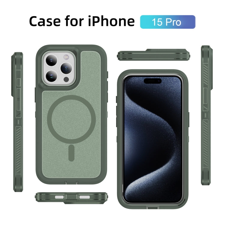 For iPhone 15 Pro Guard Magsafe Magnetic Ring Matte Phone Case(Green) - iPhone 15 Pro Cases by buy2fix | Online Shopping UK | buy2fix