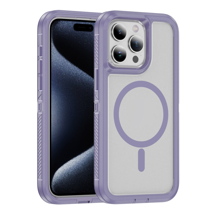 For iPhone 15 Pro Guard Magsafe Magnetic Ring Matte Phone Case(Light Purple) - iPhone 15 Pro Cases by buy2fix | Online Shopping UK | buy2fix